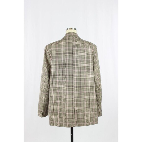 ZARA Brown Pink Check Double Breasted Oversized Blazer Suit Jacket, Size M - Picture 3 of 16